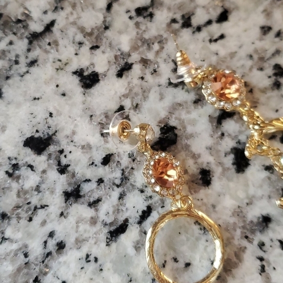 Boho Asymmetricall Moon  crystal earrings - Picture 7 of 8